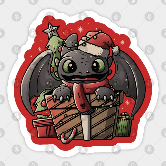 Dragon Gift Cute Funny Christmas - Light Sticker by eduely